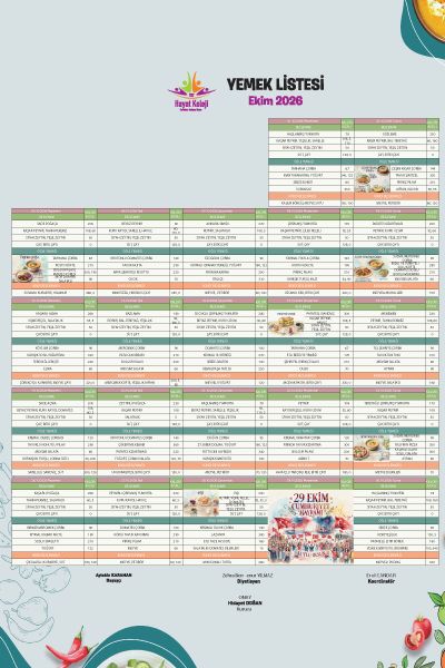 Ekim Ayı Yemek Listesi 